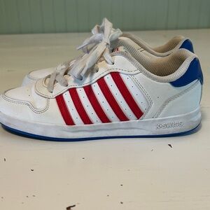 K-Swiss Kids White Sneakers with Red and Blue Accents